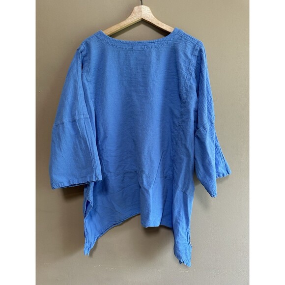 Sea Breeze 100% Cotton Drapey Top Swim Cover Up Blue Size Large Beach Tunic EUC - Picture 5 of 7